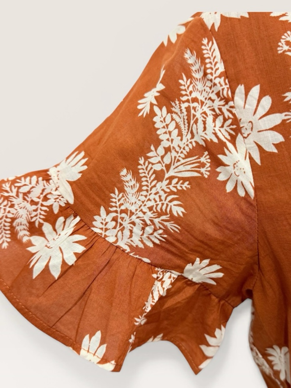 J. Marie Aubrey Burnt Orange Floral Button Up Belted Cotton Midi Dress NWT $180 - Picture 7 of 16